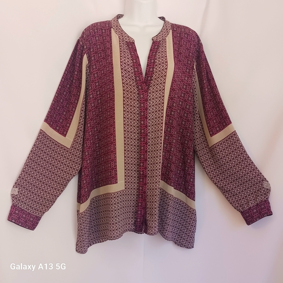 NYDJ Women's Long Sleeve Button Front Tunic Top Plus Size 2X - Picture 9 of 10